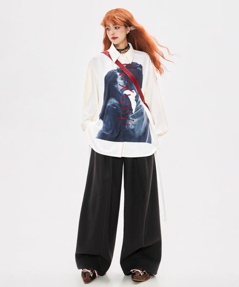 Laced Portrait Print Shirt